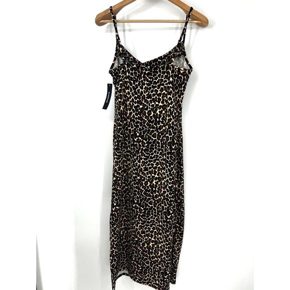 BEBE Maxi Dress Womens Size M Cowl Neck Spaghetti Strap Slit Cheetah NWT Leopard - Picture 2 of 16